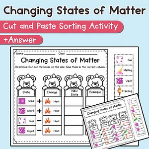 Changing States of Matter SORT – Cut and Paste Sorting Activity