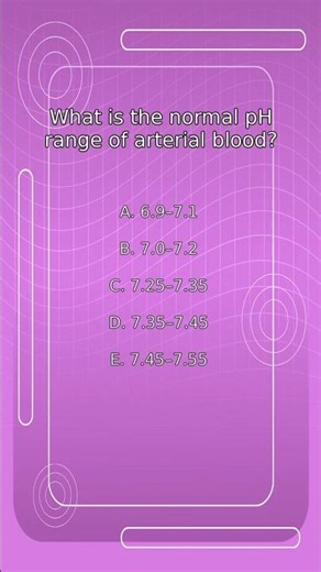 What is the normal pH range of arterial blood