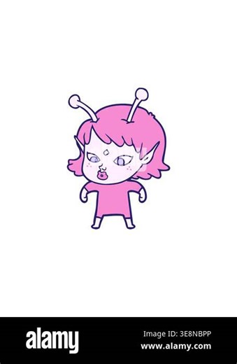 sales flash animation of pretty cartoon alien girl Stock Video Footage - Alamy