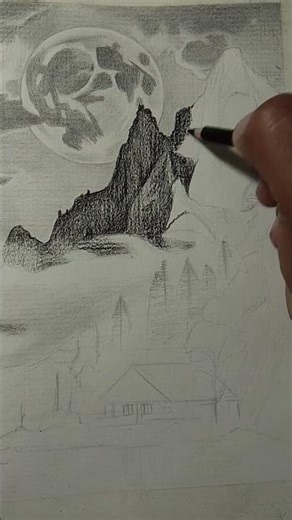 How to draw realistic Drawing in landscape | #landscapedrawing #sketch #trending