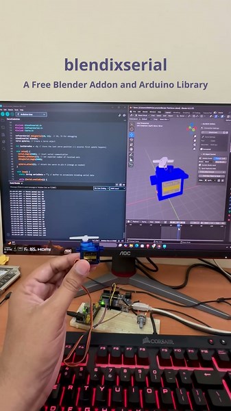 blendixserial Real Time Servo Control with Blender and Arduino #blendixserial #electronicstree