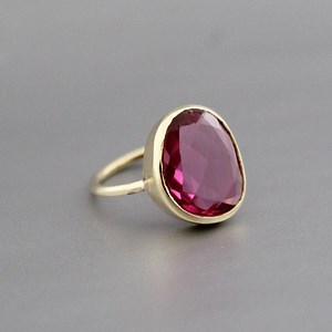 Pink Tourmaline Quartz Ring: 925 Sterling Silver, Gold Polish - Etsy