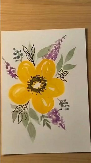 Goldfolie Aquarell Geburtstagskarte in 5 Min! Aquarell-ideen zum malen Blumen Anfänger
