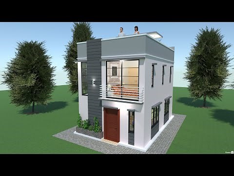 Two Storey House Design with Roof Deck ( 5m × 7.5m )