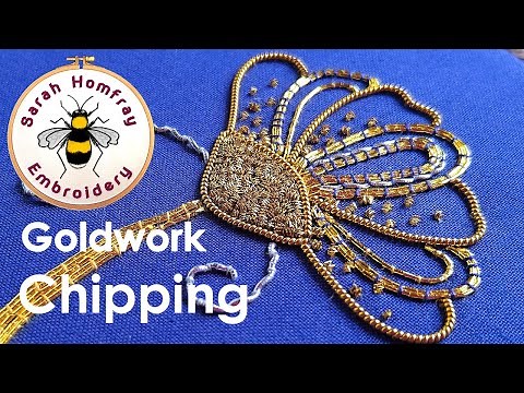 Bright Check Purl chips. Goldwork embroidery for beginners. flosstube video tutorial.