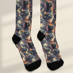 Galaxy Space Cats Novelty Socks, Unisex One Size Fits All Crew Length - Etsy