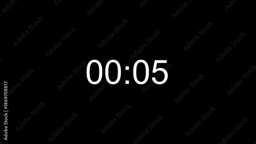 Clean countdown animation suitable for general video intro and content start. Minimal design with dark background.
