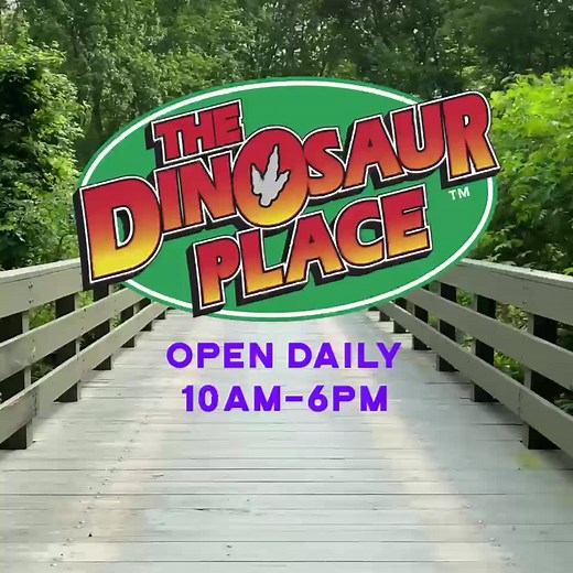 Explore over 1.5 miles of trails in a 60-acre dinosaur-themed park, filled with over 50 life-sized dinosaurs and New England's LARGEST Splashpad! | The Dinosaur Place