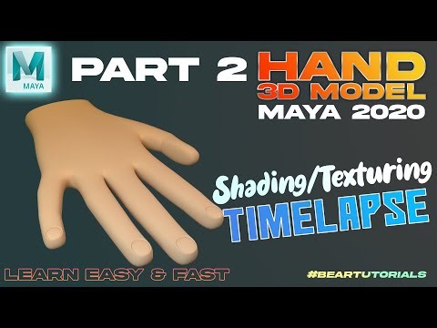 Hand 3d model #2 | Autodesk maya | Quick & Easy Low Poly model | Shading/Texturing | Timelapse