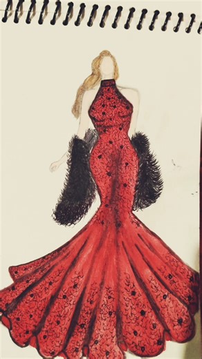 model designer dress 👗 sketch 🎨🖌️🎨❤️