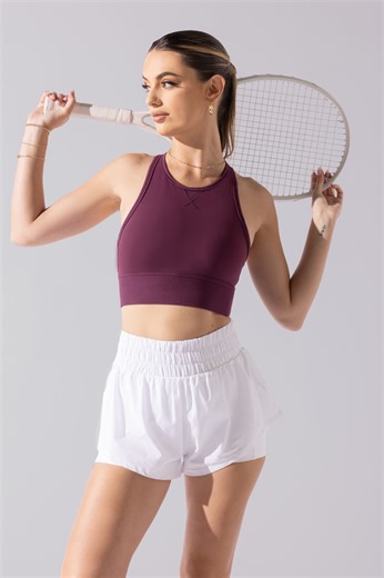 Focus on your yoga flow, not your 🍒. popflexactive.com With the Sweat Sesh crop top, you can concentrate on your movement, distraction-free no matter the pose you’re in. #athleticwear #activewear #sportsbra #yoga | POPFLEX Active