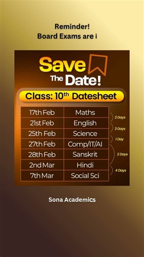 Class 10 Board Exam Date Sheet 2025-26 | Important Reminder for Students