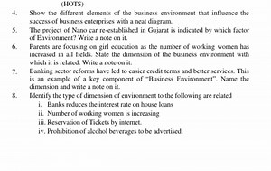 (HOTS)Show the different elements of the business environment ... | Filo
