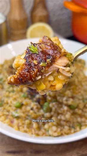 Claire on Instagram: "One-Pan Spring Chicken and Pearl Couscous with Leeks and Peas 🍋 You can add mushrooms, asparagus, use feta or goat cheese, swap the couscous for orzo or rice — it all works. It’s easy, delicious, and perfect for a busy weeknight. Ingredients below — full recipe is linked in my bio! 4 bone-in, skin-on chicken thighs (or boneless if preferred) Salt and pepper to taste 1 tsp garlic powder 1 tsp smoked paprika 2 tbsp olive oil 2-4 tbsp butter 2 leeks, white and light green par