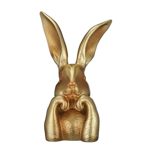 Large Gold Easter Bunny Statue Spring Table Centerpiece 10 Inch Sculpture Collectible Decor for Home Interior and Seasonal Celebration