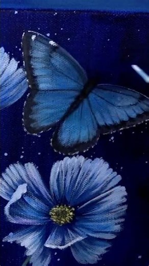 “Indigo Blue Floral with Butterfly” 🦋🦋🦋 full acrylic painting tutorial on our channel #colorcrush