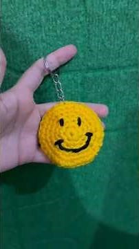 Handmade Crochet Smiley Face Keychain 🟡 | Cute Amigurumi Tutorial Preview #crochet #crochetkeychain
