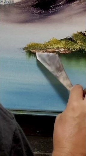 The palette knife technique that makes paintings pop #acrylicpainting #landscapepainting #shorts