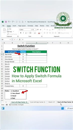 Switch Function ! How To Apply Switch Formula In Microsoft Excel ?
