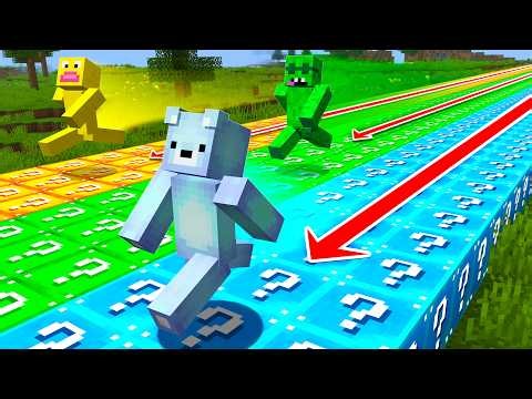 Minecraft, But Running Spawns LUCKY BLOCKS...