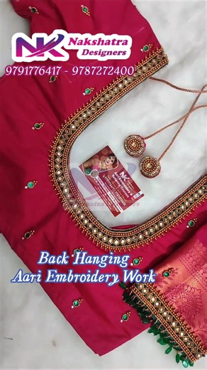Blouse Back Hanging Aari Work 😍 | Heavy Neck Design | Student Aari Work | Perfect Finishing