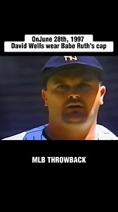 In 1997, Yankees pitcher David Wells started a game against the Cleveland Indians wearing Babe Ruth’s autographed cap from 1934. Manager Joe Torre had him remove it after the first inning for uniform compliance. Without the cap, Wells blew a 3-0 lead, and the Indians won 12-8. Wells had bought the hat for $35,000 and paid his $2,500 fine in single dollar bills. #baseball #yankees #funny | MLB Throwbacks