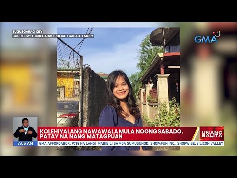 Kolehiyalang nawawala mula noong Sabado, patay na nang matagpuan | UB