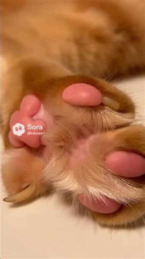 ASMR BobaEarlCat Pink Toe Beans "Spready Toes" Stretching (Slow Motion) #asmr #spreadytoes #catfeet
