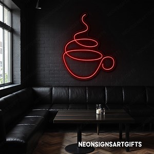 Coffee Cup Neon Sign, Steaming Hot Coffee LED Light, Hot Coffee Cup Neon Sign, Hot Cup of Coffee LED Sign, Coffee Neon Wall Light - Etsy