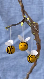 Something to buzz about! 🐝 Make these cute felt ball bees to add a spark of life to your day. https://liagriffith.com/felt-ball-bumble-bees/ | Lia Griffith - Handcraft Your Life