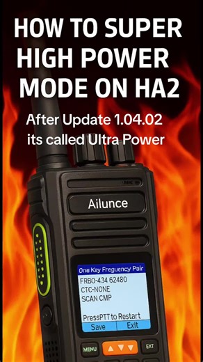 Boost your Ailunce HA2 Series radio to its maximum potential with this quick guide on enabling Super High Power Mode and reaching up to 10 watts of output. This walkthrough shows the exact button sequence you need — simple, fast, and easy to follow. How to Unlock Super High Power Mode on the Ailunce HA2 Series: 1. Power on the radio. 2. Hold down the number 2 button until the Power Menu appears. 3. Press and hold the # (pound/hashtag) button to reveal the hidden power options. 4. Use the arrow k
