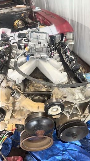 Cranking cheap carbureted Ls on the engine stand with MSD 6014 control box. #ls #lsswap