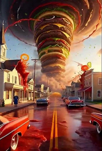 Hamburger Tornado Hits Town! 🍔🌪️ Epic Fast Food Chaos