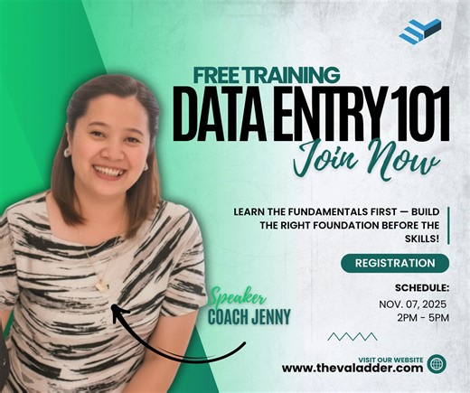 FREE TRAINING ALERT!!! “Don’t Rush the HOW.” Everyone wants to learn the HOW — how to use Excel, how to do reports, how to get clients… But the real secret? 👉 Learn the WHAT first. What is data entry? What makes data accurate and reliable? What’s expected from YOU as a data entry professional? Once you understand the basics, the HOWS come naturally. 🎯 Start with the fundamentals. Build the right foundation. 📚 Data Entry 101 — Free Training Learn the WHATS before the HOWS. 💪 This is FREE! Nov