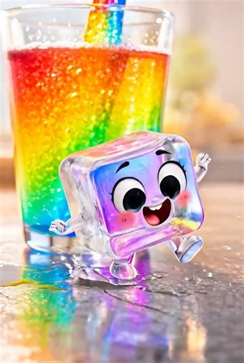 Crystal Ice Cube Slips Into Rainbow Soda 😱💥 #shorts