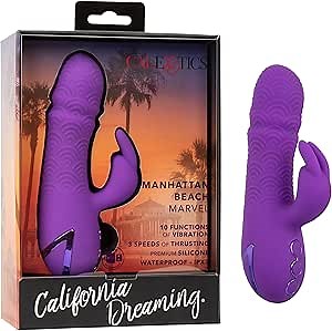 CalExotics California Dreaming Manhattan Beach Marvel, 10+3 Modes Waterproof Silicone Thrusting Vibrator for Women - SE-4349-28-3