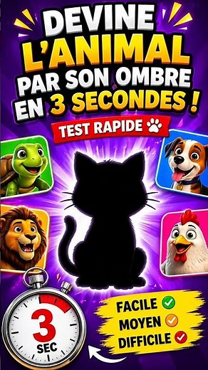 Devine l’animal par son ombre en 3 secondes | Test rapide 🐾 🤔