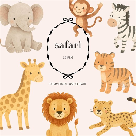 Safari Jungle Clipart: Wild Animals Call All Party Animals (PNG Digital Download) - Etsy