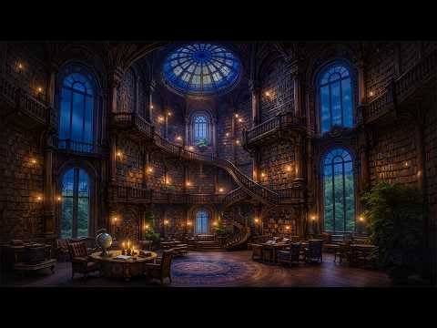 The Timeless Gothic Library in Mystical Spring Night | Dark Academia Music for Studying & Creativity
