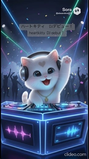 ハートキティ DJデビュー!#cat #cute #ハートキティ #ลูกแมว #dj #wakemeup #ハート♡キティ#funny #子猫 #猫動画 #edm #ai #shorts