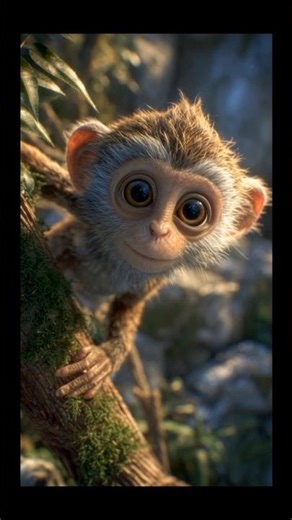 Adorable Baby Monkey Climbing Tree 🍃 | Cute 3D Animation Short | Funny Animal Moments