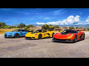 FH5 | Bugatti Chiron VS Hennessey Venom F5 VS Koenigsegg Jesko Attack | DRAG RACE!