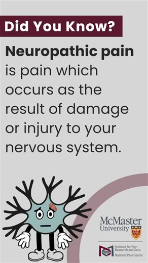 Did you know there are different kinds of pain? Neuropathic pain happens when the nerves themselves are damaged or not working properly — sending pain signals even when there’s no injury. It can feel like burning, tingling, or electric shocks, and it often lasts long after the original cause is gone. During National Pain Awareness Week, we’re helping Canadians understand every type of pain — so each one can be recognized and treated with care. #PrioritizePain #NPAW2025 | Institute for Pain Resea