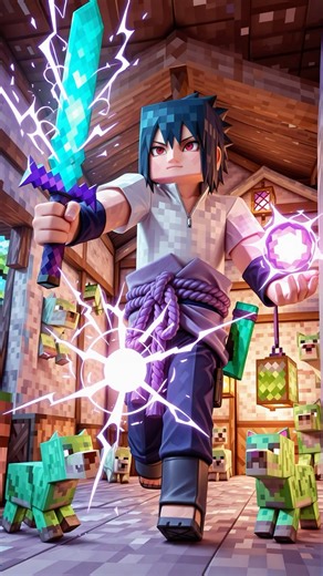 SASUKE has arrived in MINECRAFT! #sasuke #minecraft #minecraftshorts