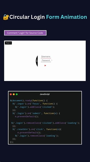 Animated Circular Login Form | HTML CSS jQuery Login UI Animation