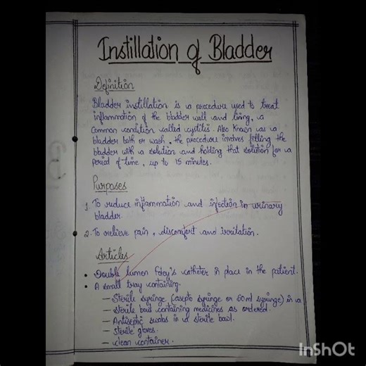 Procedure on Bladder Instillation 💫//FON//Bsc nursing. #nursingnotes #nursingstudent