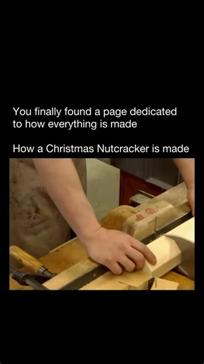 How Everything Is Made on Instagram: "You’re not just looking at a holiday decoration — you’re looking at a working wooden machine 🎄🪵 A traditional Christmas nutcracker starts as solid hardwood, carefully cut, carved, and turned on a lathe. Each piece — the head, body, arms, and jaw — is shaped separately, then assembled around a simple lever mechanism hidden in the back. When the lever is pulled, the hinged wooden mouth closes with enough force to crack real nuts. After assembly, every nutcra