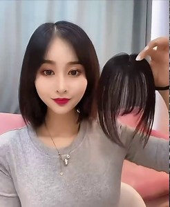 Clip in Bangs - 100% Human Hair Bangs Clip in Hair Extensions, Medium Brown Clip on Bangs French Bangs Fringe with Temples Hairpieces for Women Curved Bangs for Daily Wear