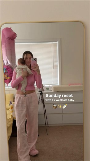 Sunday reset with a 7-week old baby ☀️🍼🧺 #momlife #motherhood #sundayreset #newmommyslifestyle