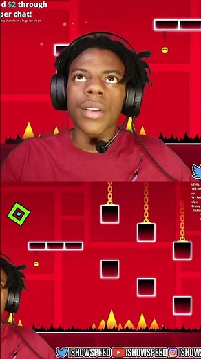 ISHOWSPEED PLAYS FIRST LEVEL IN GEOMETRY DASH #ishowspeed #speed #reaction #gaming #geometrydash